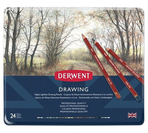 Lapices De Colores Derwent Drawing Resitente A Luz 24 Pzas 