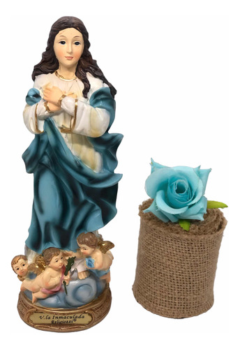 Virgen Inmaculada Concepción En Porcelana 19.5 Cm + Novena