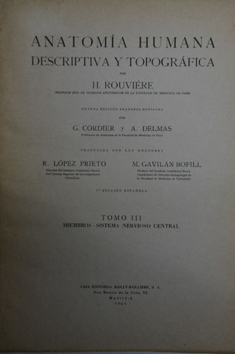 Anatomía Humana : Descriptiva Y Topográfica H. Rouvière C100 (Usado)
