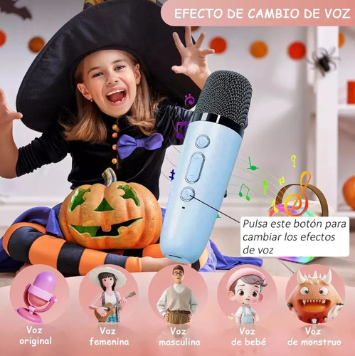 Máquina De Karaoke Altavoz Bluetooth Para Niños 2 Micrófonos Azul