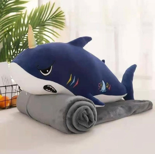 Peluches Con Manta Suaveregalo Ideal40a50cm+manta 1,55x1m Tiburón
