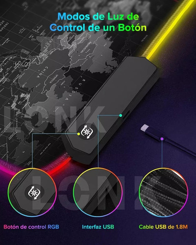 G Alfombrilla De Ratón Led Rgb Grande Para Ratón De