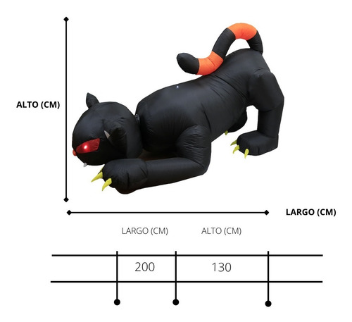 Imagen 2 de 10 de Inflable Decorativo Gato Negro Movil Halloween Con Luces