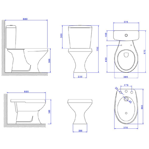 Combo Sanitarios Inodoro Tapa Mochila Bidet Baño Deca Ravena