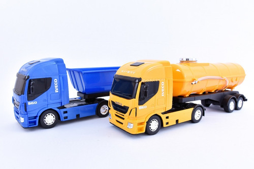 Kit 2 Caminhões Iveco - Tanque E Caçamba Usual Brin Promoção