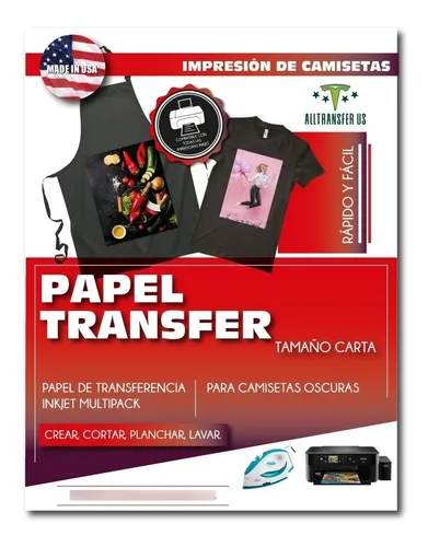 Papel Transfer Camisetas Máxima Calidad Tela Oscura 5 Hojas