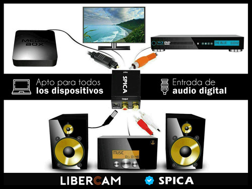 Convertidor De Audio Digital A Analogo Spica Crv-54 Tv Rca Negro