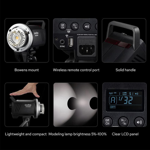 Flash Estroboscópico De Estúdio Godox Ms300v Ms300-v 300w Gn