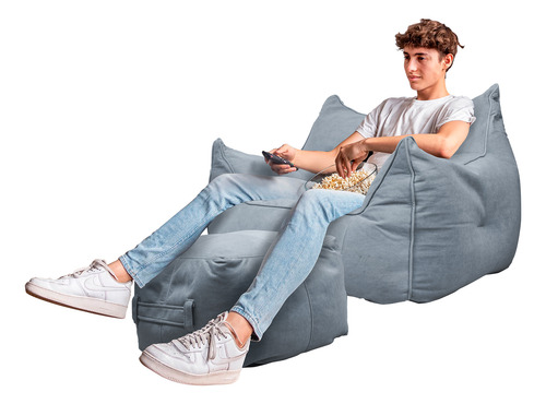 Sillon Puff Con Descansa Brazos Gran Tamaño Con Taburete