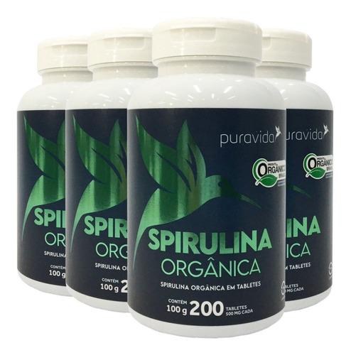 Spirulina Orgânica Puravida 4 X 200 Comprimidos