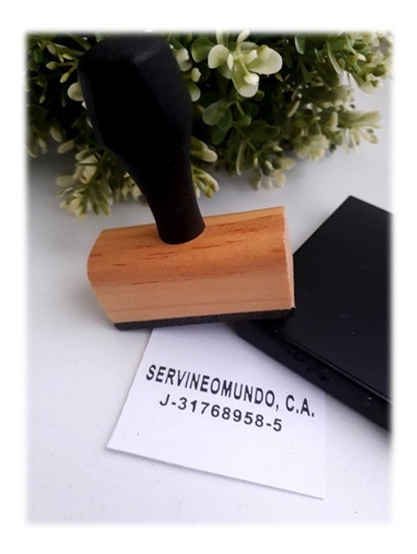 Sello Madera Personalizado Mango Plastico 50x20mmgoma Laser