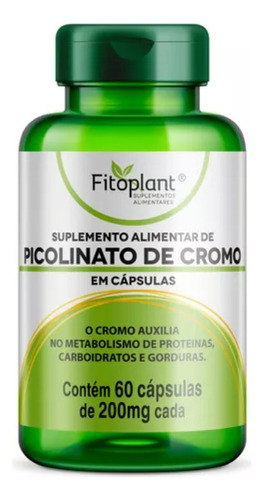 Picolinato De Cromo 200mg 60 Caps Fitoplant Sabor Tradicional