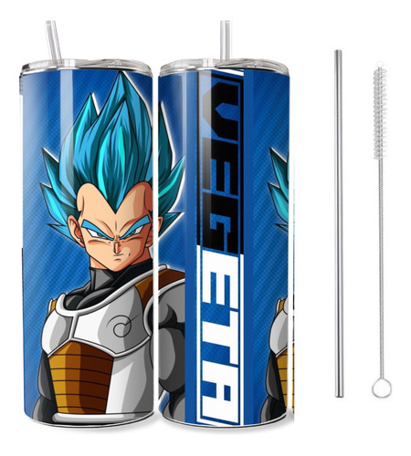 Termo Vegeta Acero Inoxidable+popote Dragón Ball Goku 600ml