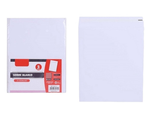 5 Sobres Blancos 22x26 Tipo Saco Carta Con Adhesivo