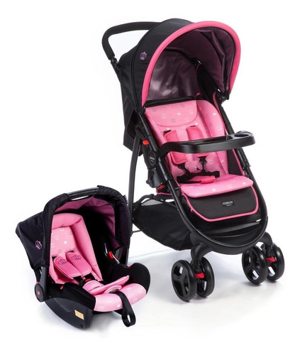 Carrinho de bebê de paseio Cosco Nexus TS rosa com chassi de cor preto