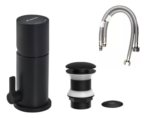 Griferia Bidet Baño Monocomando Lounge Negro + Accesorios