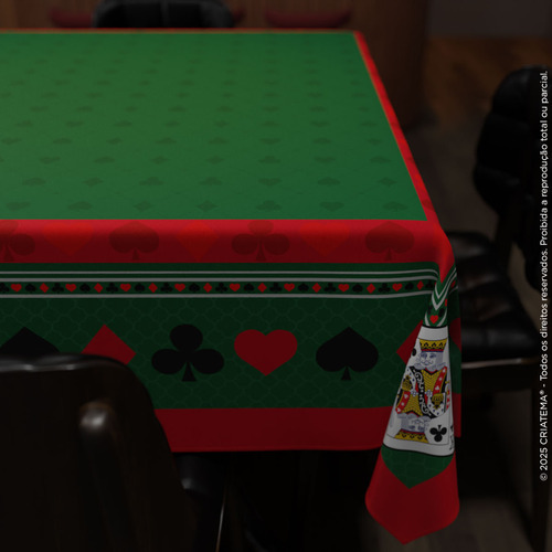 Toalha De Mesa Quadrada 4 Lugares Aveludada Para Jogos Baralho Cartas, Poker E Truco 150x150cm