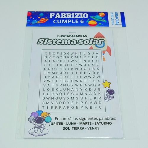 30 Blocks Sopas De Letras Souvenir Cumple Sistema Solar