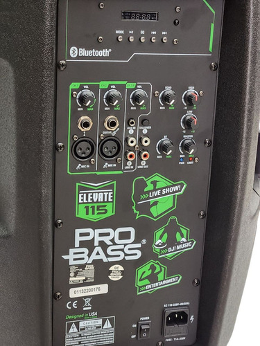 Parlante Pro Bass Elevate 115 con bluetooth negro 110V/220V