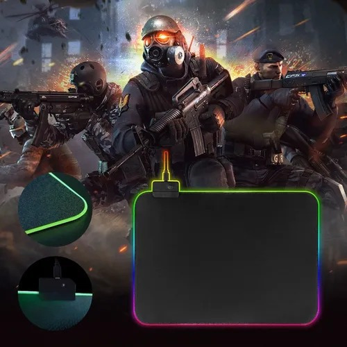 Imagen 7 de 7 de Rgb Mouse Pad Gamer Con Luz Led 30x25cm