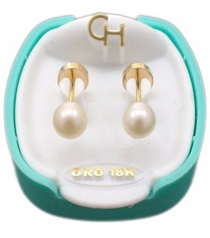 Aros Abridores Ch Perlas Cultivadas 4mm Cod 109 Oro 18kts