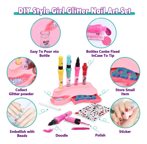 Kit De Uñas Para Niñas De 7 A 12 Años, Juego De Esmalte De U