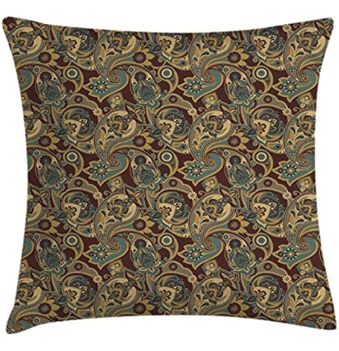 Ambesonne Paisley Throw Pillow Cojín Cover, Temática Hippie 