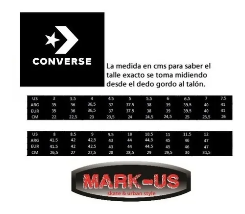 Converse argentina talles hot sale