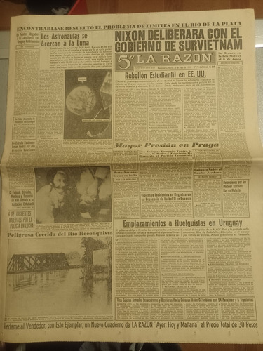 Antiguo Diario 5a Razón Astronautas La Luna 1969 Nixon