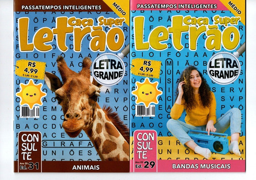 Kit 45 Caça Palavras Letrão Só Letra Grande Sem Repetições
