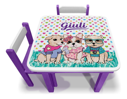 Imagen 12 de 12 de Mesa Y 2 Sillas Para Chicos De Pino Pintadas, Hidrolaqueadas