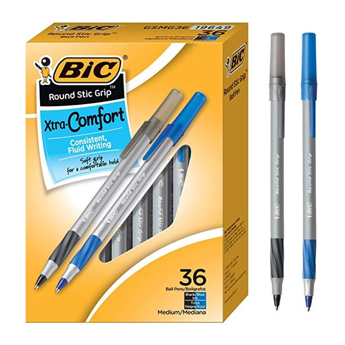 Bic Round Stic Grip Xtra Comfort Bolígrafo, Medio Punto (1,2