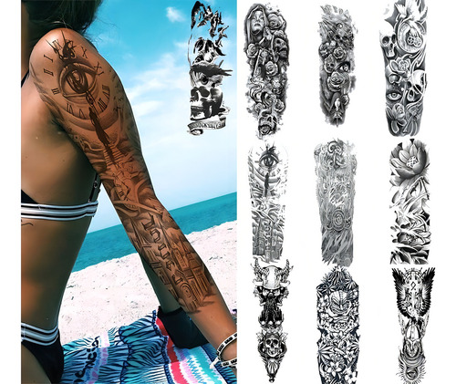 Tatuaje Tatto Temporal Falso Brazo Pierna Hombre Mujer Color 021 - JIJO Tatuajes hombre kit