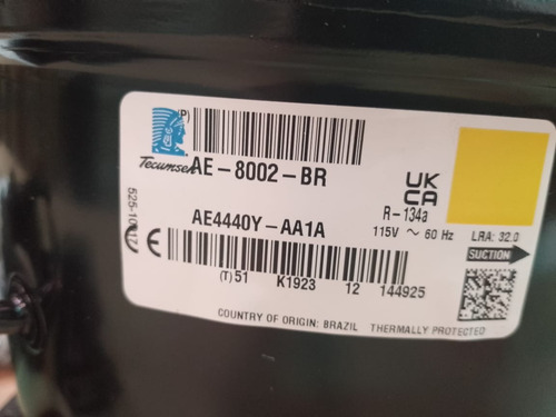 Compresor Tecumseh 1/3hp Ae4440y R134a 110v