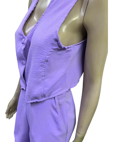 Conjunto Chaleco Y Short Juvenil Lila Lisa Unitalla