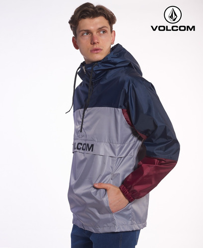 Rompeviento Volcom Modelo Anorak Fezz Azul Gris Exclusivo