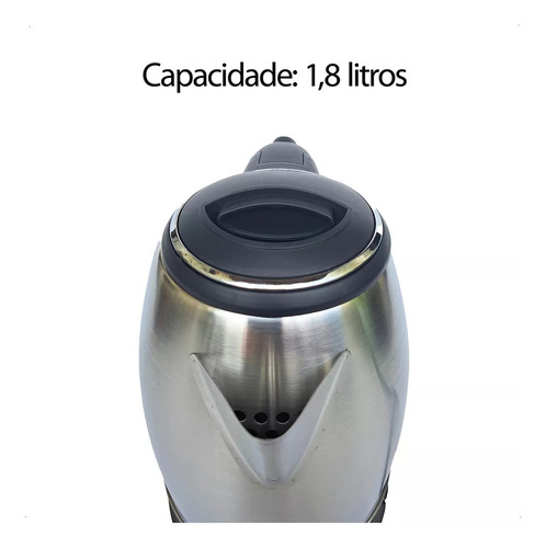 Chaleira Jarra Elétrica ELETRO TOP 1.8l Inox Cor Prateado