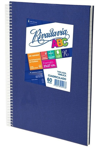  Rivadavia ABC ABC 60 hojas  obra cuadriculado 1 materias unidad x 1 27cm x 21cm abc azul color azul