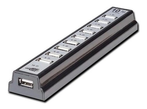 Hub Usb V2.0 10 Ptos Con Fuente Manhattan 161572 Negro