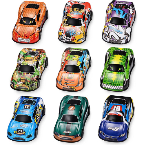 4.2 Coches De Carreras De Metal Toy Cars, Paquete De 9, Tira