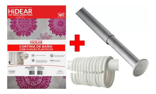 Cortina De Baño Con Ojales De Plástico + Barral De Aluminio