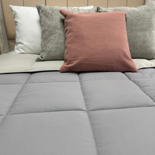 Edredón Camaro 2 1/2 Reversible Abrigado Y Liviano Gris
