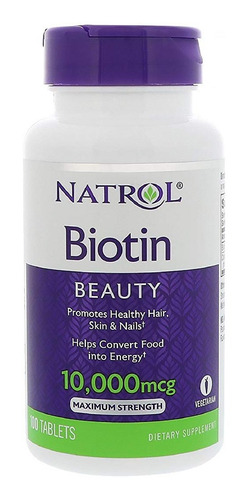Imagen 1 de 3 de Biotina Natrol 10000 Vitamina Crecer Barba Regenera Cabello