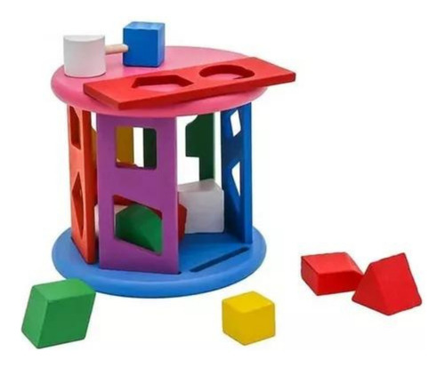 Encaje De Figuras Geométrica Forma Cilindro Juego Didáctico