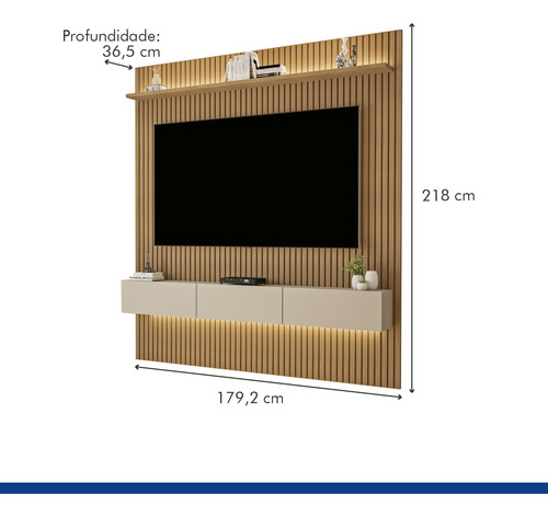 Painel Para Tv Até 70 Polegadas Frisado Com Led Duplo 3