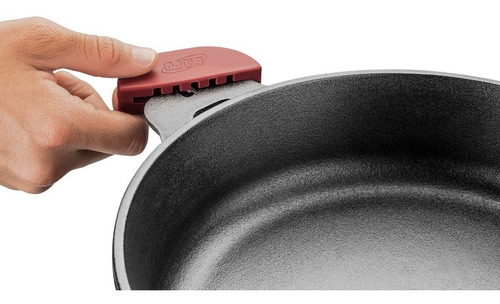 Cazuela de hierro fundido N18 con mango de silicona por inducción, color negro