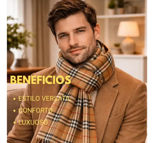 Cachecol Xadrez Inverno Elegante Confortável Com Franja | MercadoLivre