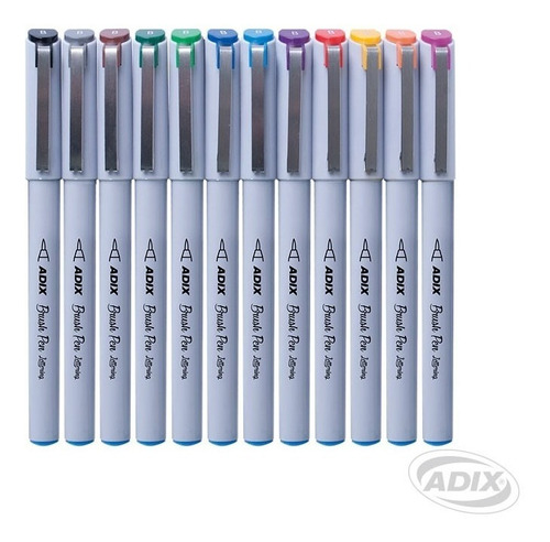 Brush Pen Punta Fina 12 Colores