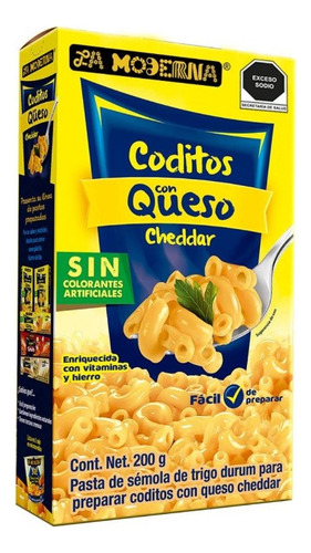 5 Pza Coditos La Moderna Con Queso Cheddar 200 G