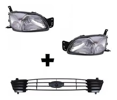 Combo Optica + Parrilla Ford Fiesta 2000 2001 2002 Oferta!!